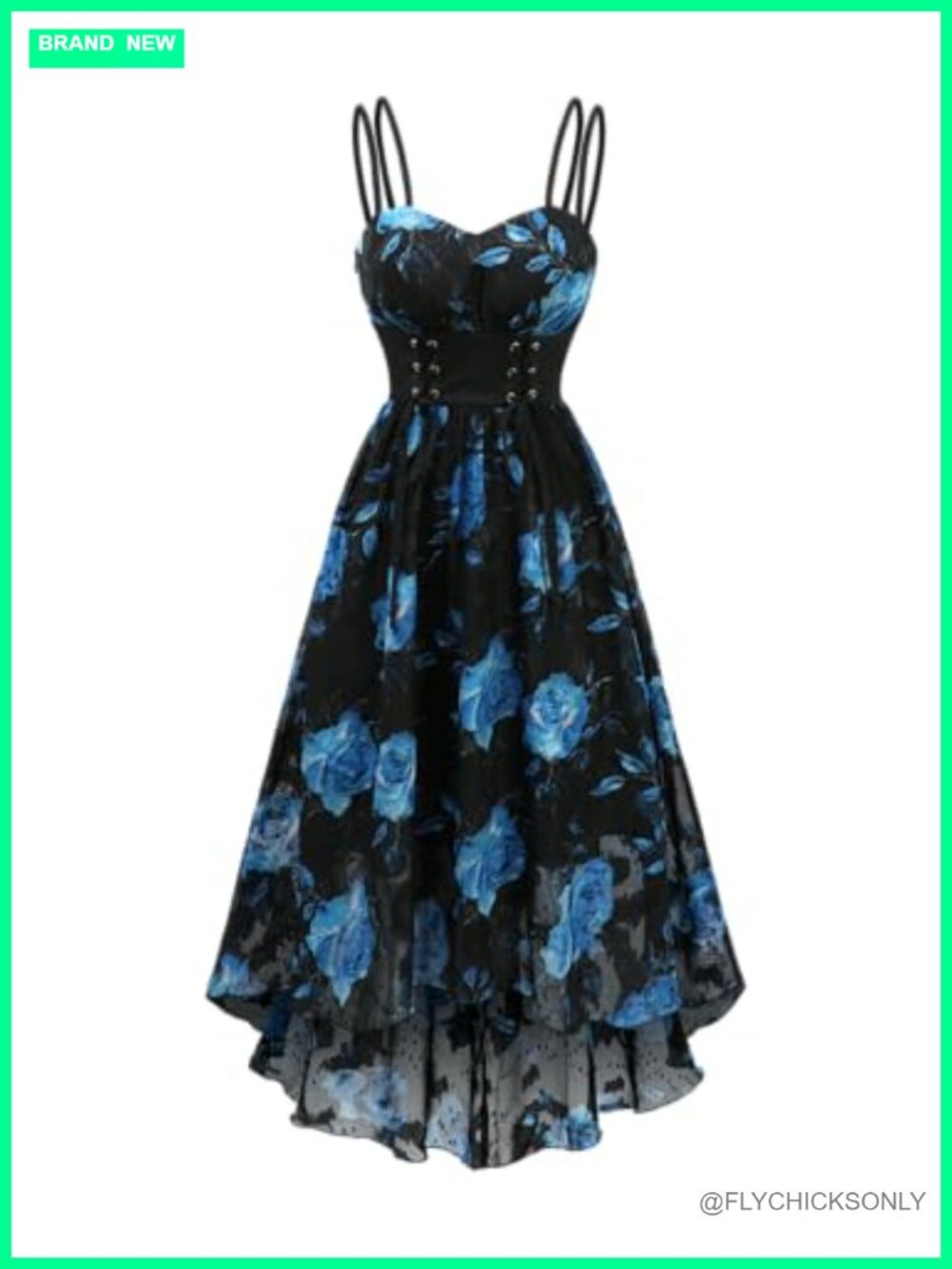 Cottagecore Floral Chiffon Lace Up Tank Cami Sundress